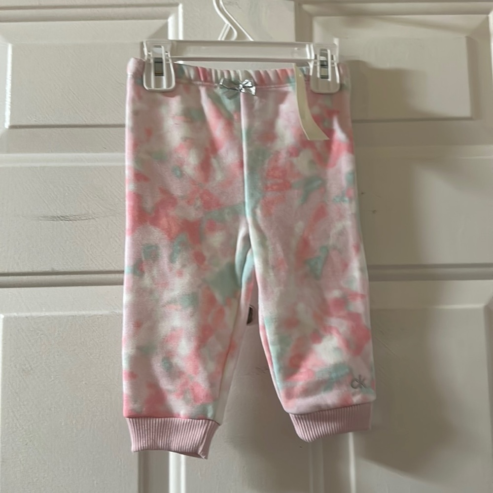 CALVIN KLEIN TIE DYE JOGGER SWEATPANTS: PINK/BLUE: NWT: SIZE 6/9 MTHS